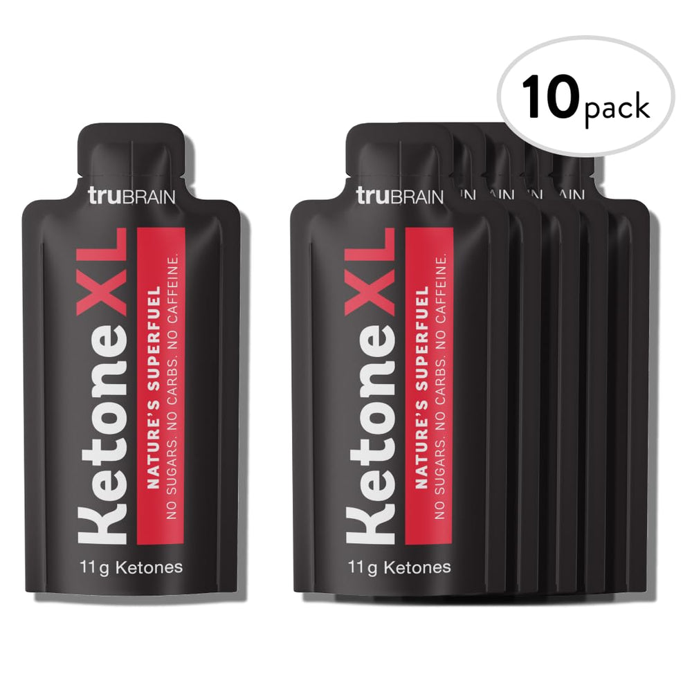 TruBrain Ketone XL lemonade shot packaging on kitchen counter for grab and go