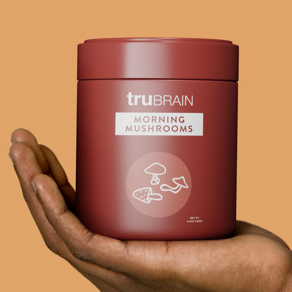TruBrain Morning Mushrooms pour serving as a caffeine alternative