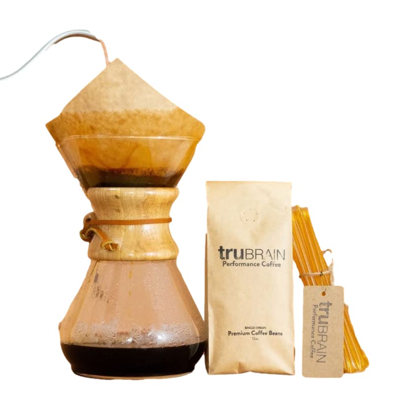 TruBrain nootropic coffee enhancer scoop ready to measure for quick mental energy.