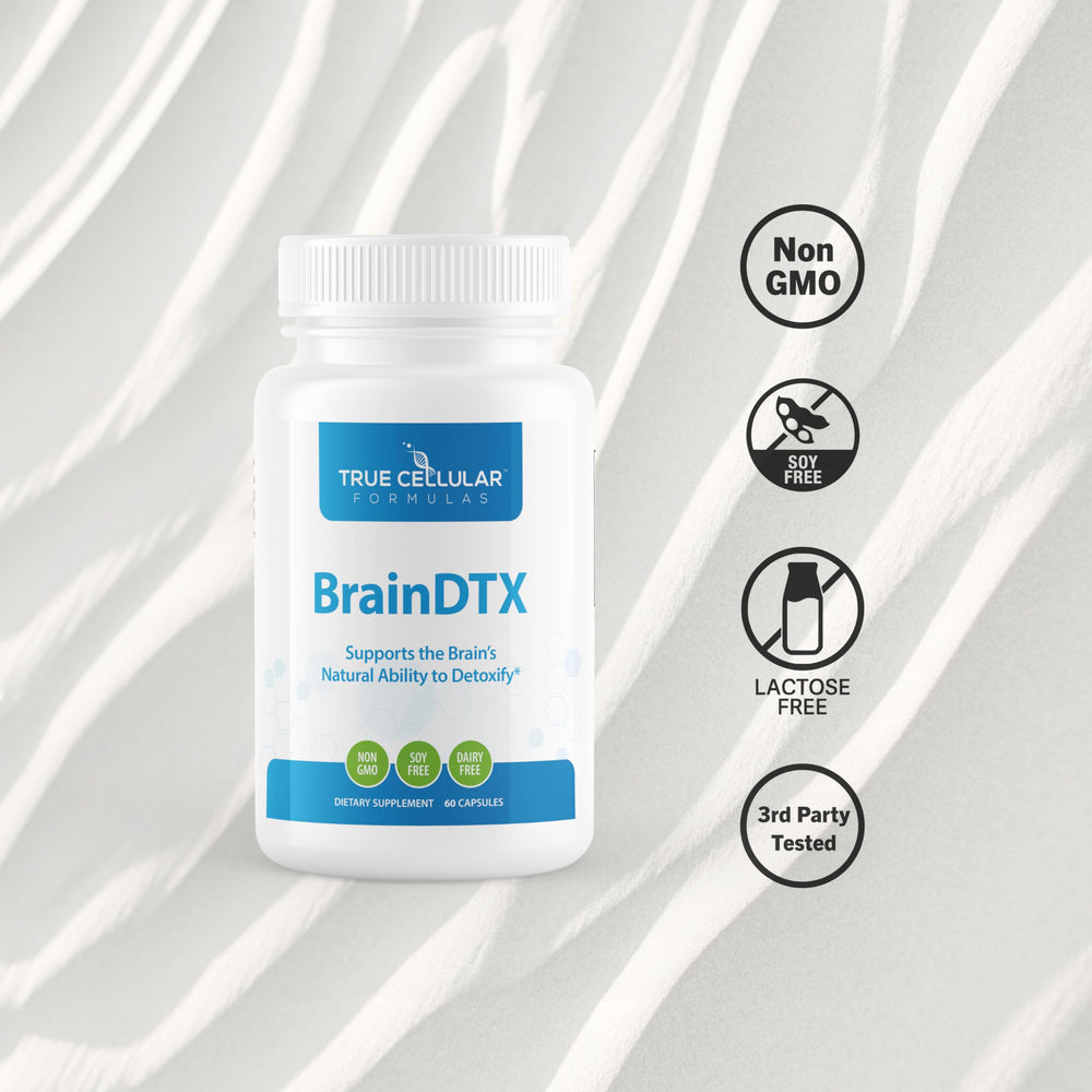 BrainDTX capsules close-up highlighting clean ingredients for memory and focus