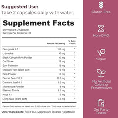 TRUE FEM capsules beside a glass suggest a simple daily ritual.