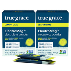 True Grace ElectroMag lemon-lime bottle ready for hydration during workouts.
