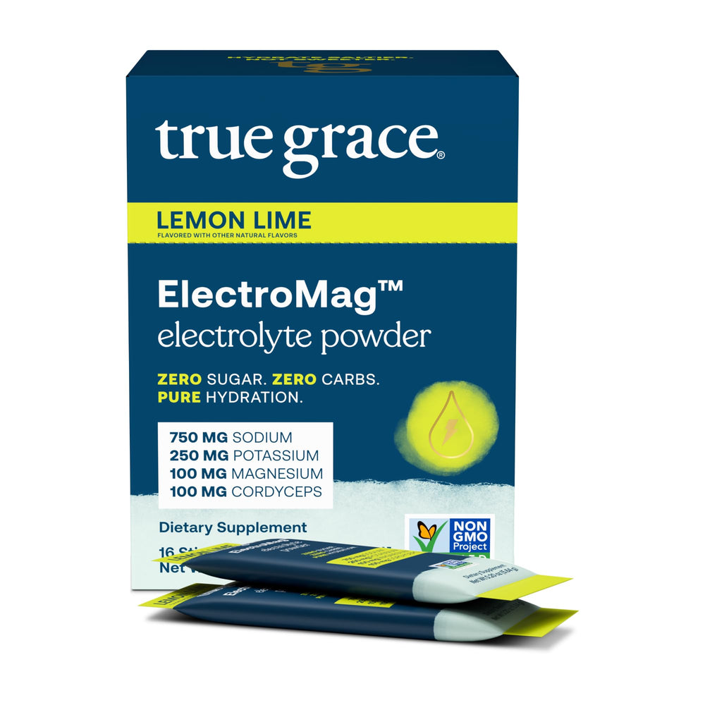 True Grace ElectroMag lemon-lime stick pack ready for rapid hydration