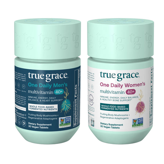 True Grace One Daily Men's Multivitamin 40+ bottle for daily wellness support.