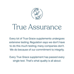True Grace One Daily recycled bottle highlighting eco-friendly packaging.