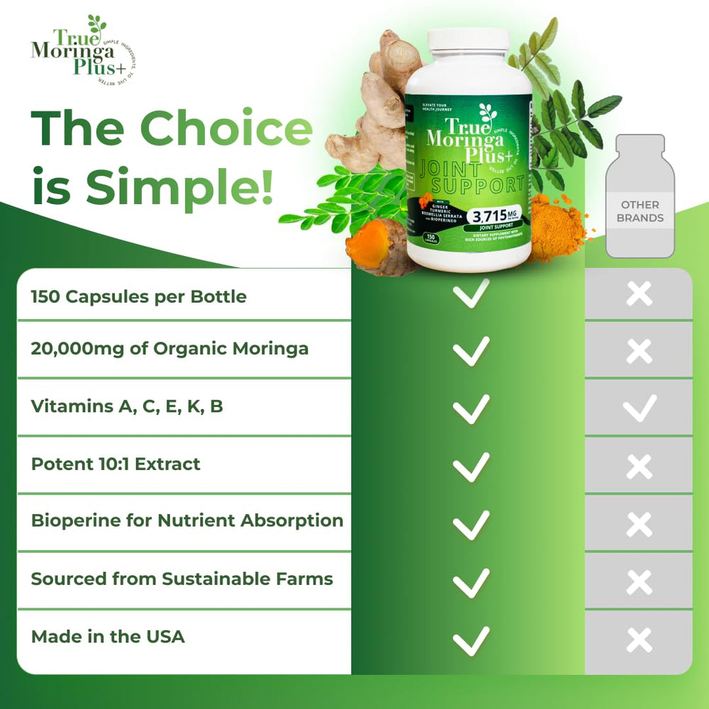 True Moringa Plus+ ginger-boswellia duo promotes joint comfort