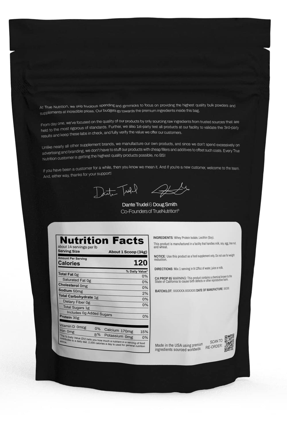 True Nutrition whey protein powder scoop in jar for easy portion control