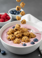TRUE PATH high protein cookie on wooden table showing rich texture
