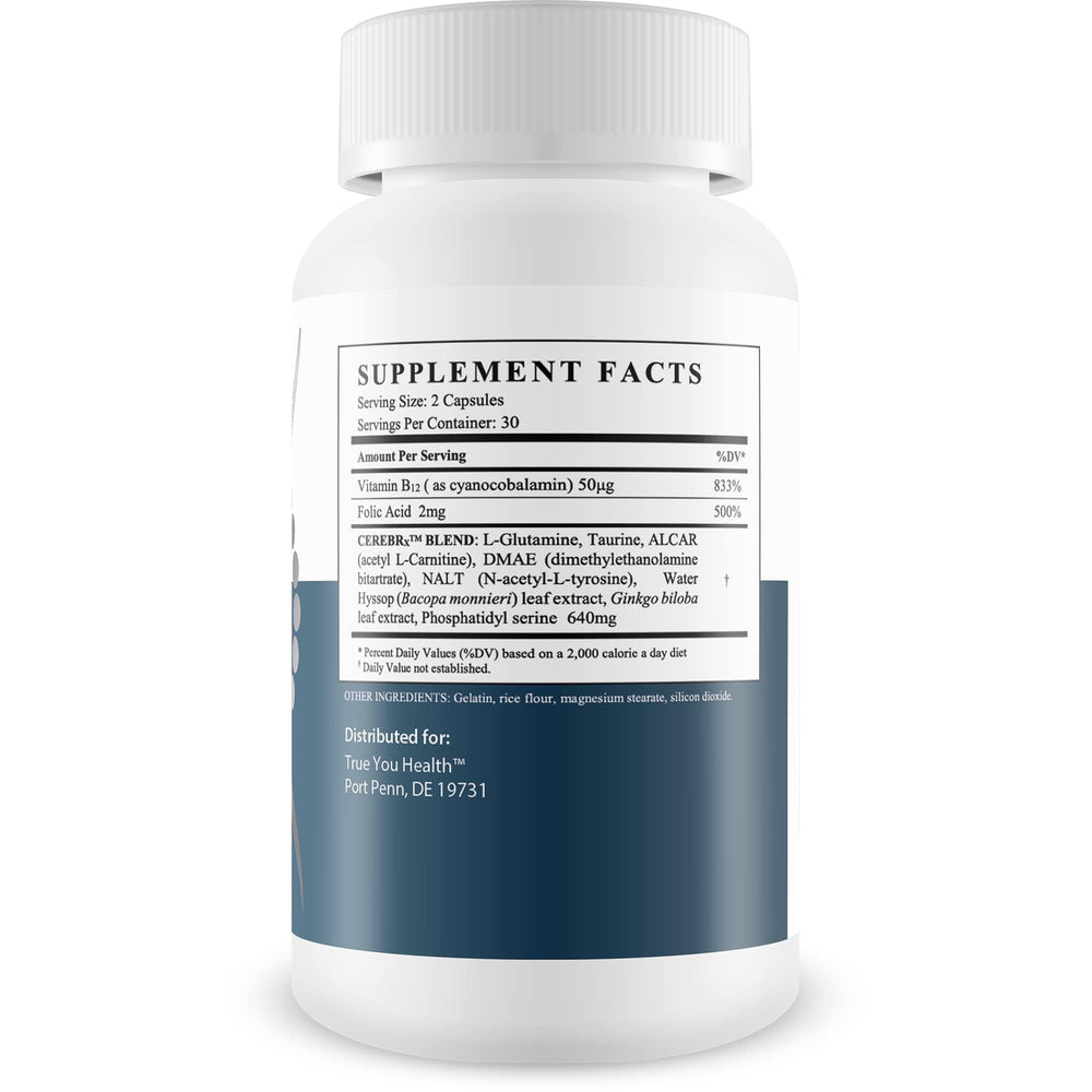 True You Health Advanced Memory Formula capsules offer convenient brain support for sharp memory.