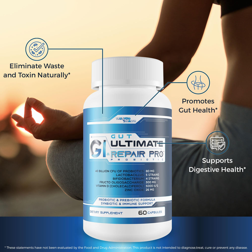 True You Health Gut & GI packaging features USA-made badge for quality and safety
