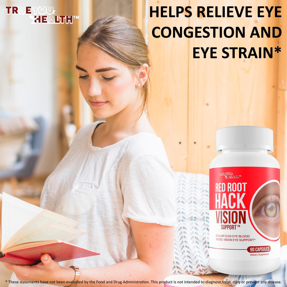 Blue light protection scene emphasizing eye comfort while using the supplement