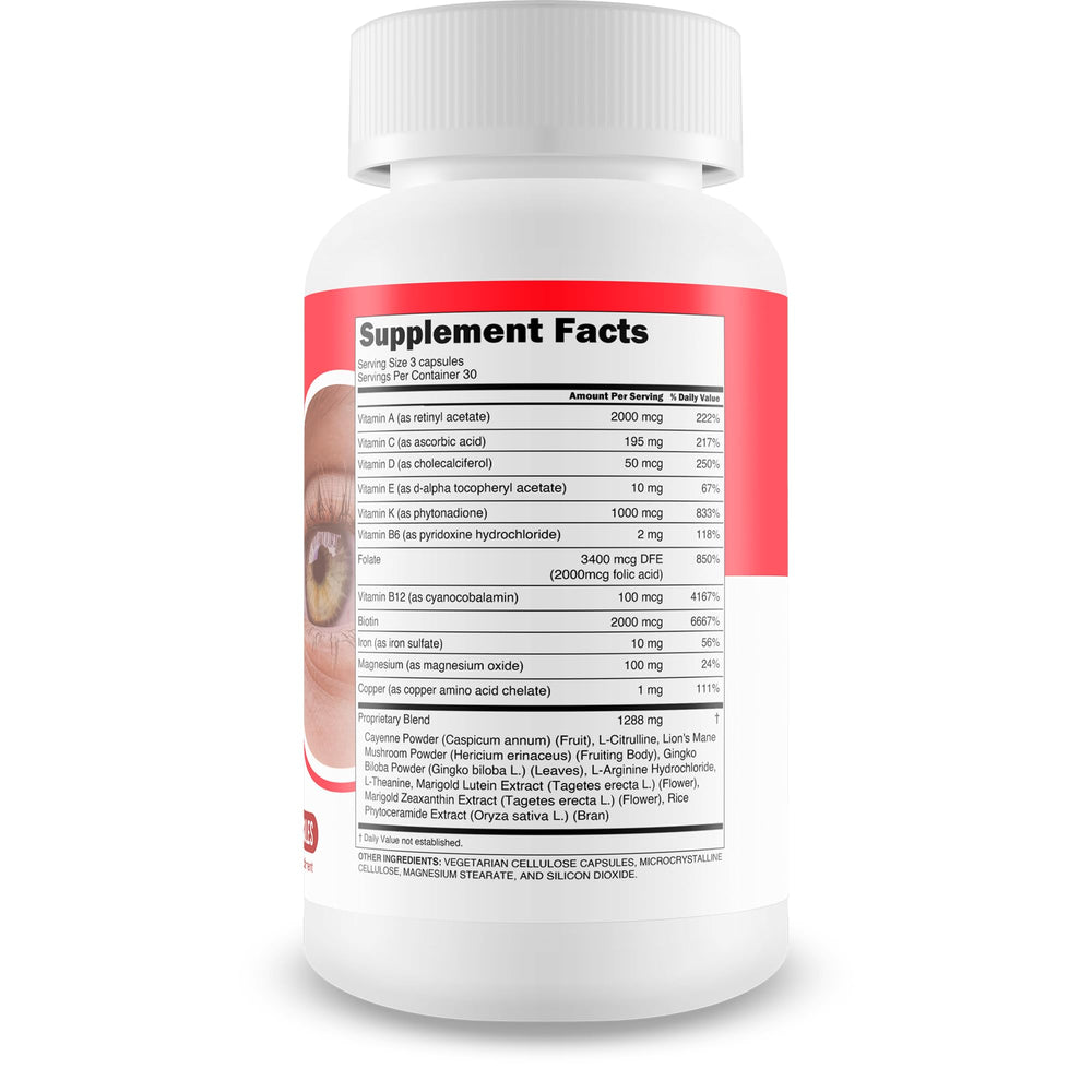 True You Health Red Root Hack Vision label close-up highlighting lutein and zeaxanthin