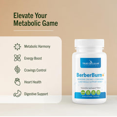 BerberBurn+ label closeup showcasing Berberine, Magnesium, Chromium blend.
