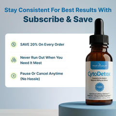 True Cellular Formulas CytoDetox ingredients close-up with Clinoptilolite zeolite and fulvates