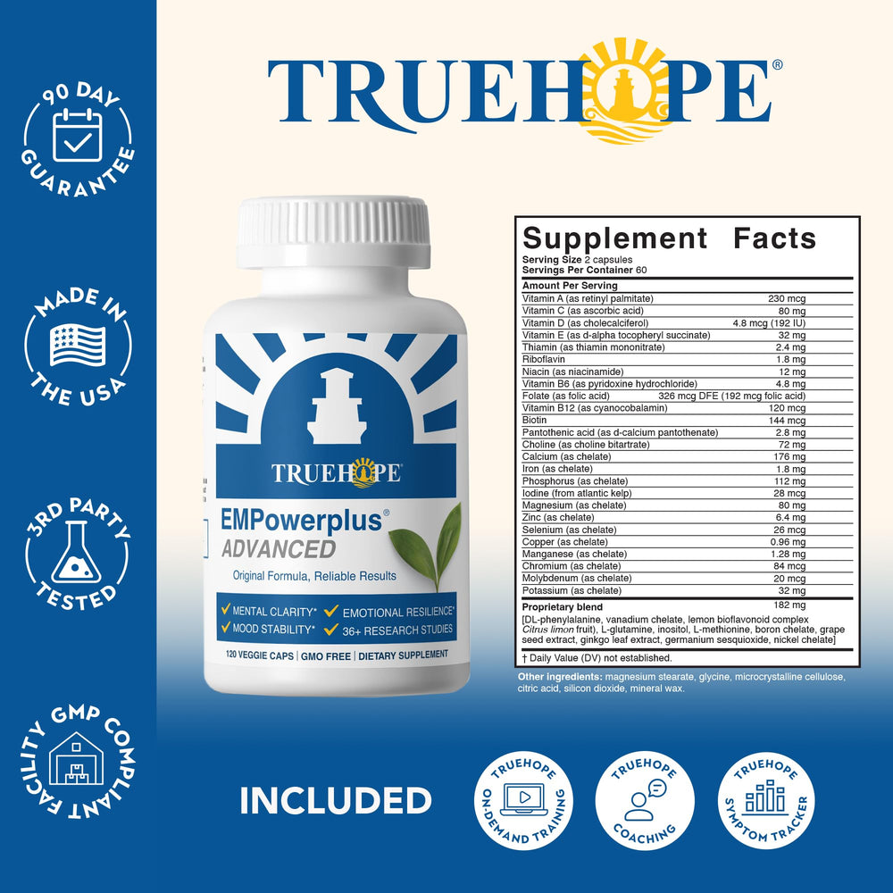Truehope EMPowerplus Advanced daily routine image suggests consistent support.