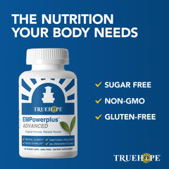 Truehope EMPowerplus Advanced science-infusion label highlights research-backed micronutrients.