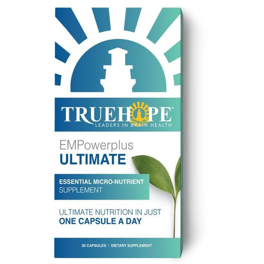 Truehope EMPowerplus Ultimate Strength bottle close-up for daily mental focus support