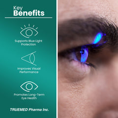 Digital usage scene with TrueMed Lutemax supporting screen time comfort