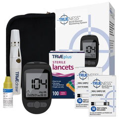 TRUENESS blood glucose meter bundle display for quick, clear readings.