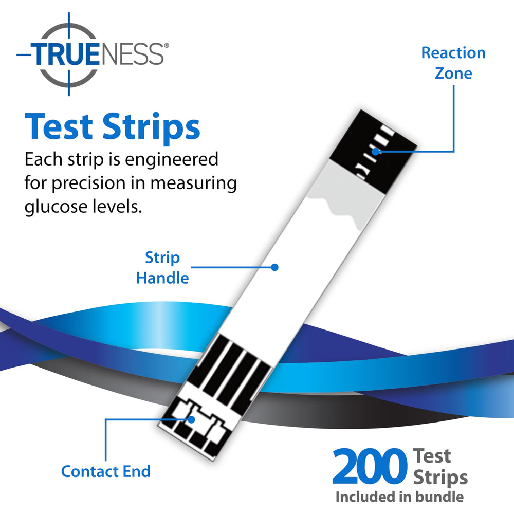 TRUENESS meter readout display showing glucose results clearly