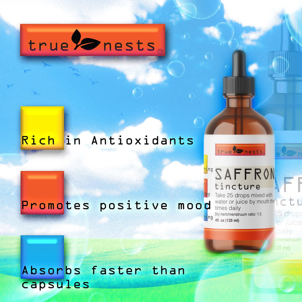 True Nests vegan non-GMO saffron tincture ingredients label
