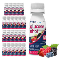 TRUEplus Glucose Shot bottle in a gym bag, ready for fast energy on the go.