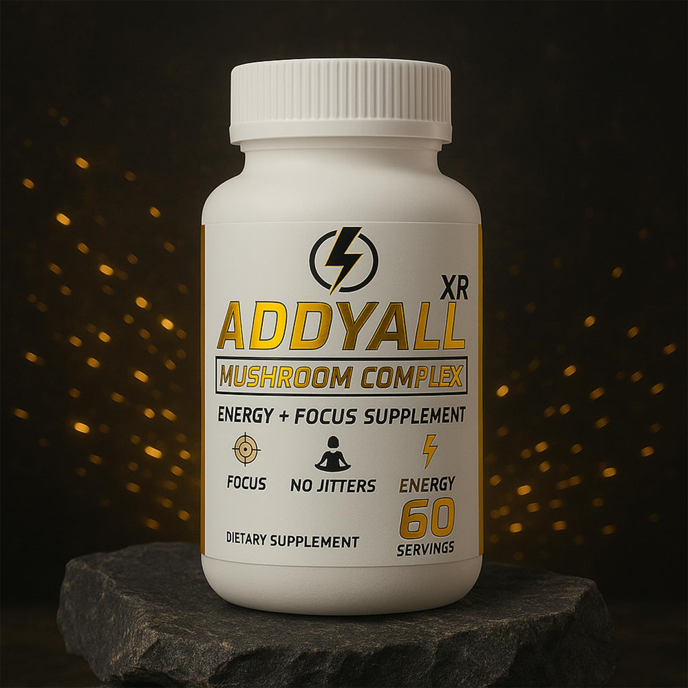 AddyAll XR packaging beside notebook and coffee for productivity moments.