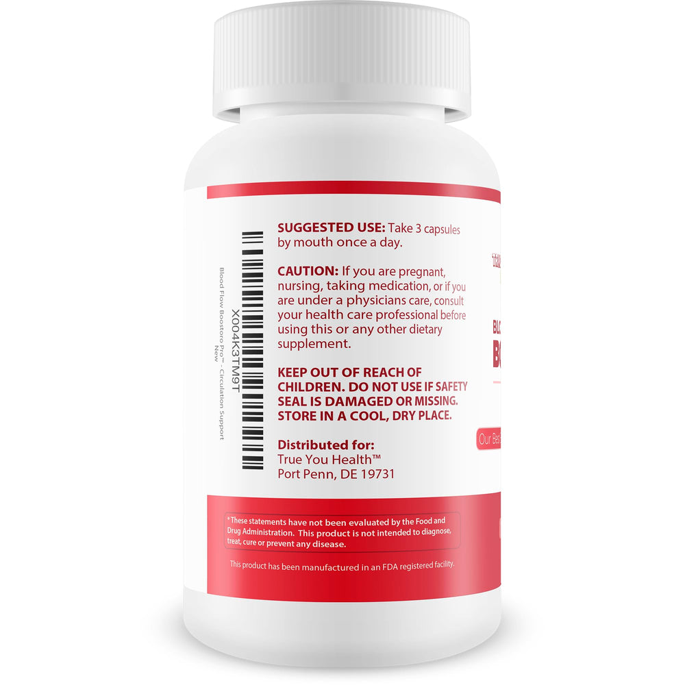 True You Health Nitric Oxide Booster capsules demonstrating vascular support potential.