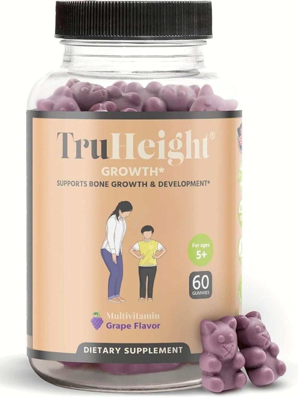 TruHeight Growth Gummies grape packaging shows a kid-friendly bottle for daily use.