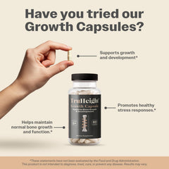 TruHeight proprietary herbs seven-blend bottle highlights bone and immune support.