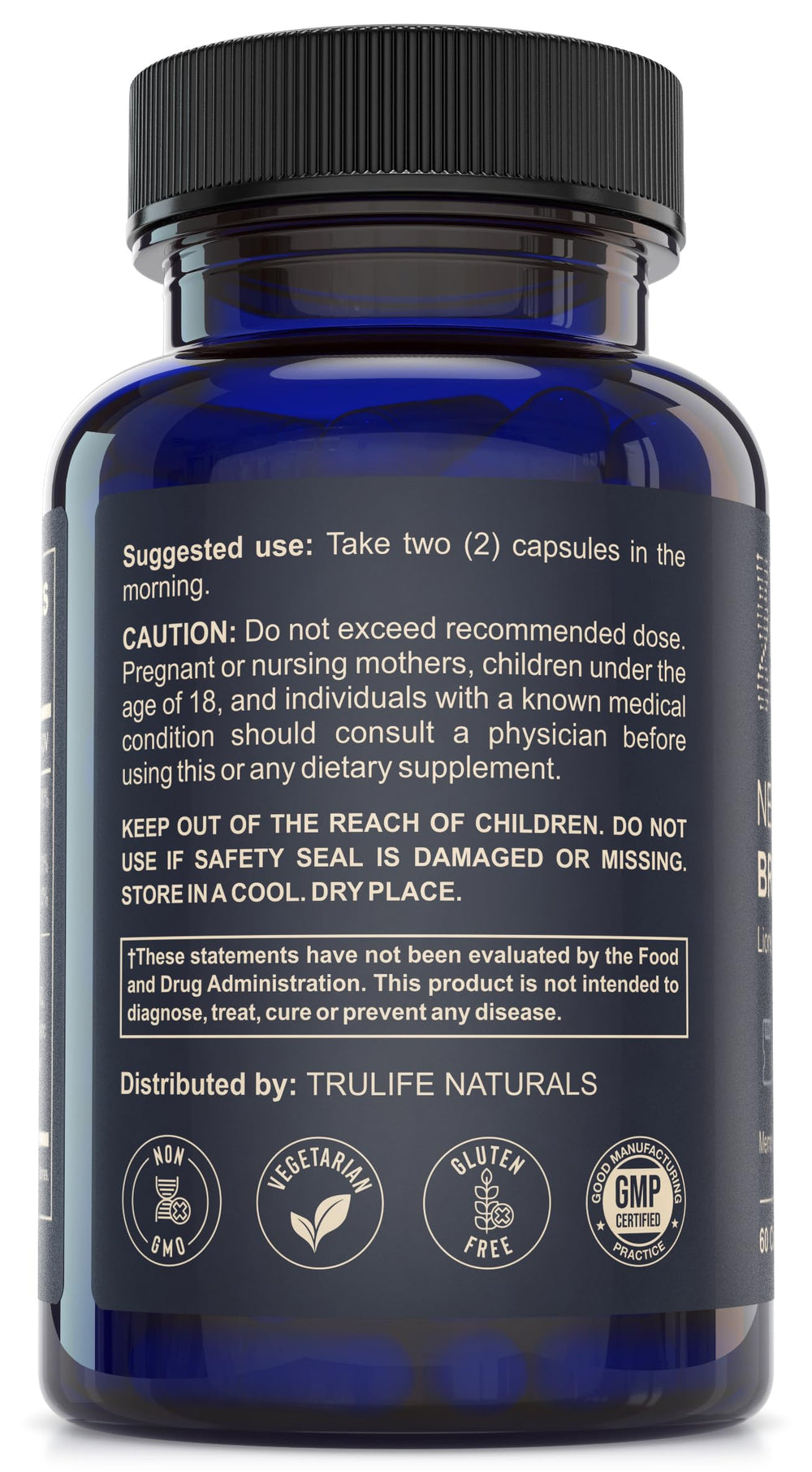 TRULIFE NATURALS NeuroACT CognatiQ ingredient focus reinforces brain performance.