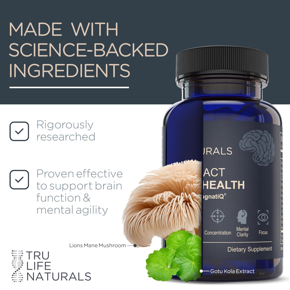 TRULIFE NATURALS NeuroACT in a morning routine setup with notes.