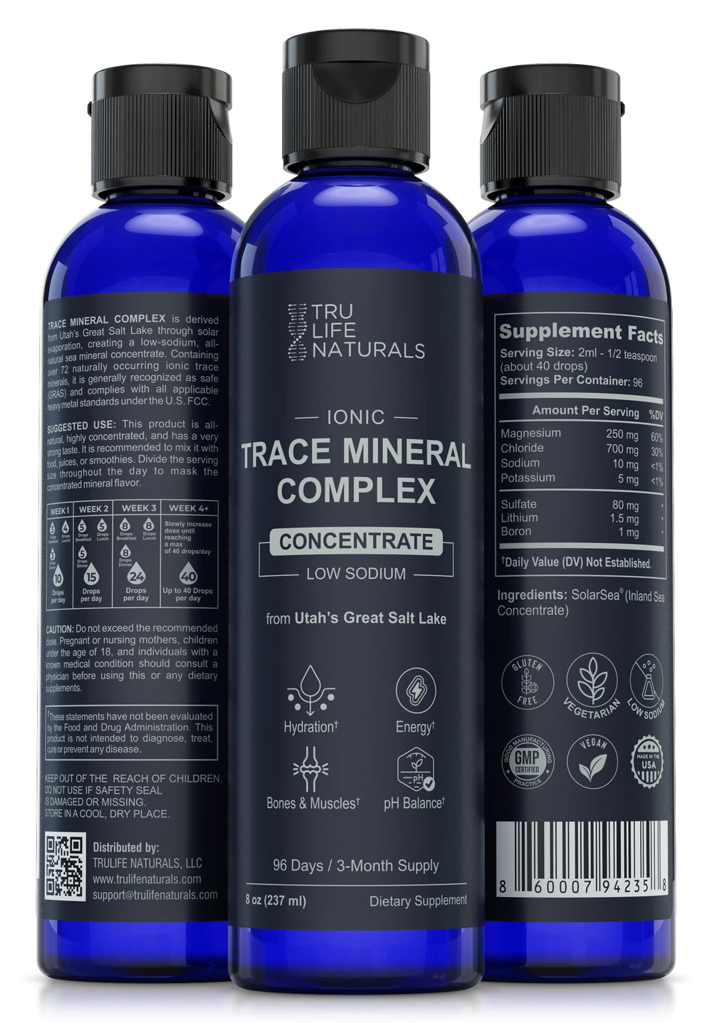 Pouring TRULIFE NATURALS mineral liquid into water for easy mixing.