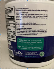 TruMe Whole Health electrolyte powder canister with packing close-up