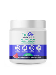 TruMe Whole Health Watermelon BCAA and Electrolytes bottle ready for post-workout recovery