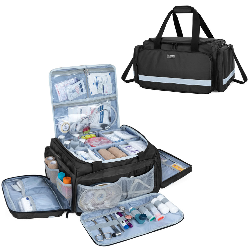 Trunab first responder bag front view with reflective strips for nighttime visibility.