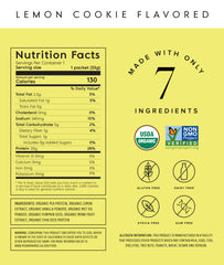 Truvani Lemon Cookie protein packet side view, travel-friendly packaging