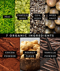 Truvani organic pea protein pumpkin seeds chia in bowl.