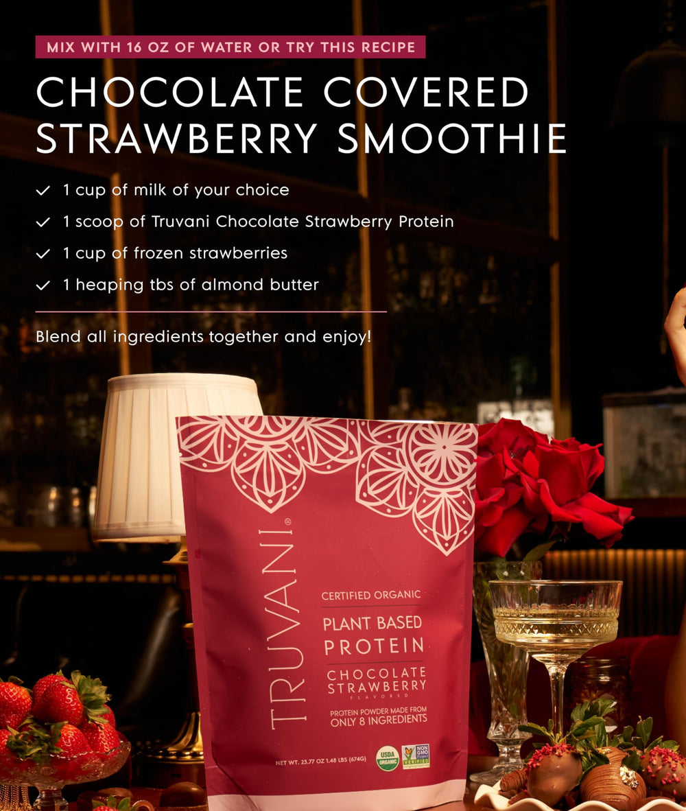 Truvani shake close-up reveals creamy texture without chalkiness.
