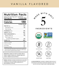 Truvani vanilla protein scoop highlighting convenient serving size