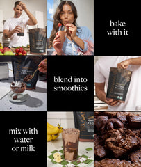 Truvani vegan pea protein chocolate gluten-free badge supports keto-friendly meals.