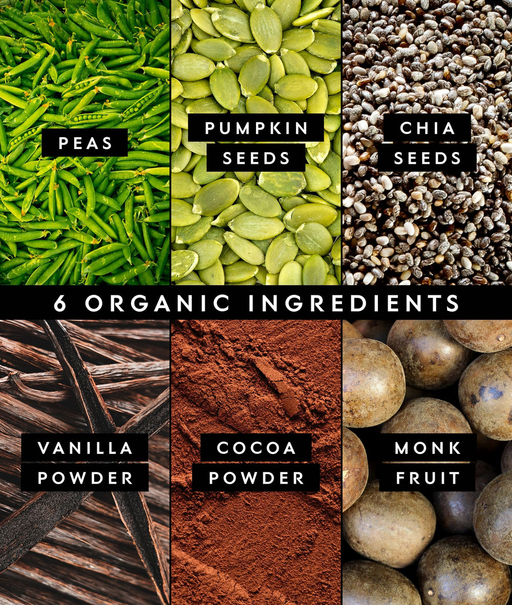 Truvani vegan pea protein chocolate ingredients emphasize organic plant protein blend.