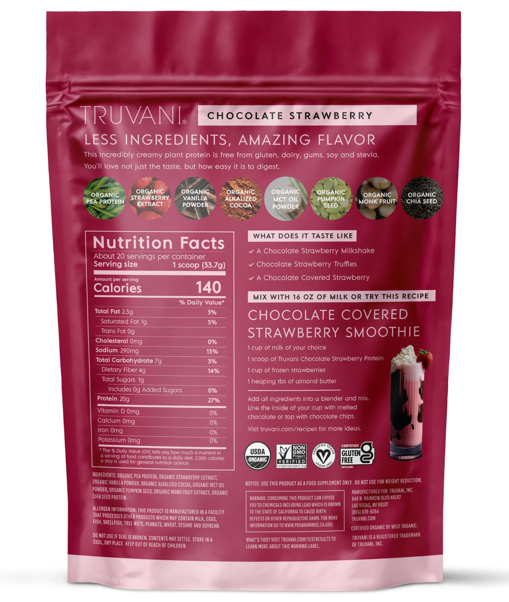 Nutrition panel indicating 20 servings per tub