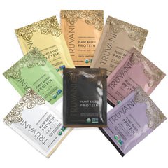 Truvani vegan pea protein label shows organic, non-GMO quality you can trust.