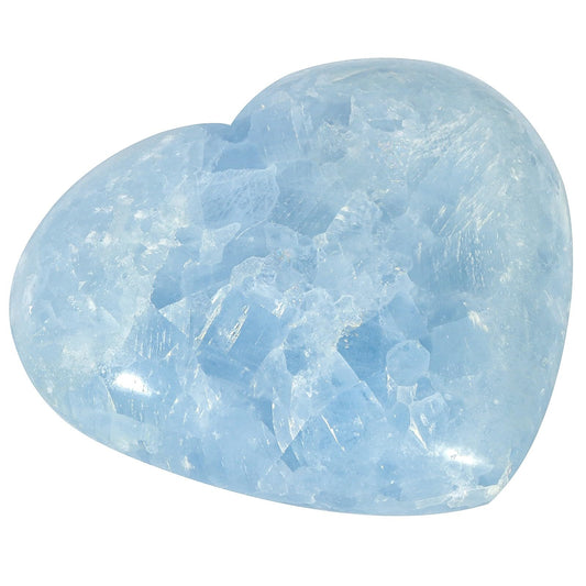 TUMBEELLUWA blue celestite heart puff close-up showing vibrant color and smooth surface for stress relief