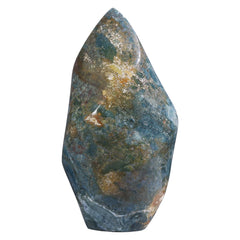 Tumbeelluwa Ocean Jasper flame-tower on desk promotes calm focus.