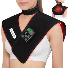 TUOB red light therapy device shoulder wrap enabling targeted relief on the back.