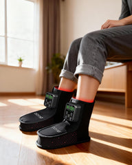 TUOYR wearable foot therapy in use highlights easy slip-on comfort during day.