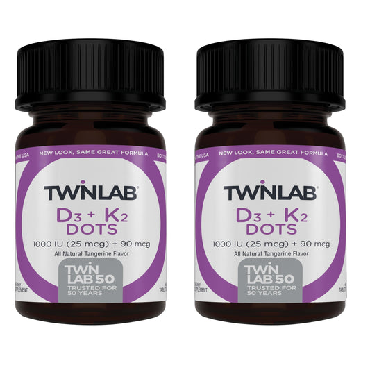 Twinlab Vitamin D3 1000 IU + K2 Dots bottle front for daily bone support