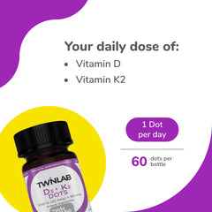 Tablets from Twinlab Vitamin D3 1000 IU + K2 Dots ready for daily use